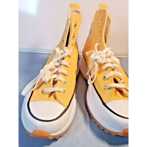 Converse Run Star Hike Hi Women's 8 White Yellow Gum Athletic Shoes Sneakers - Picture 5 of 16